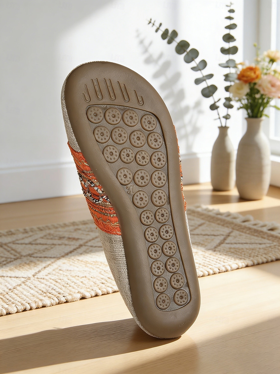 muli ricamati bohémien arancioni da donna - slip-on etniche in tela di lino per picnic estivi, vacanze &passeggiate in spiaggia del 2026 a $18.99 –P4