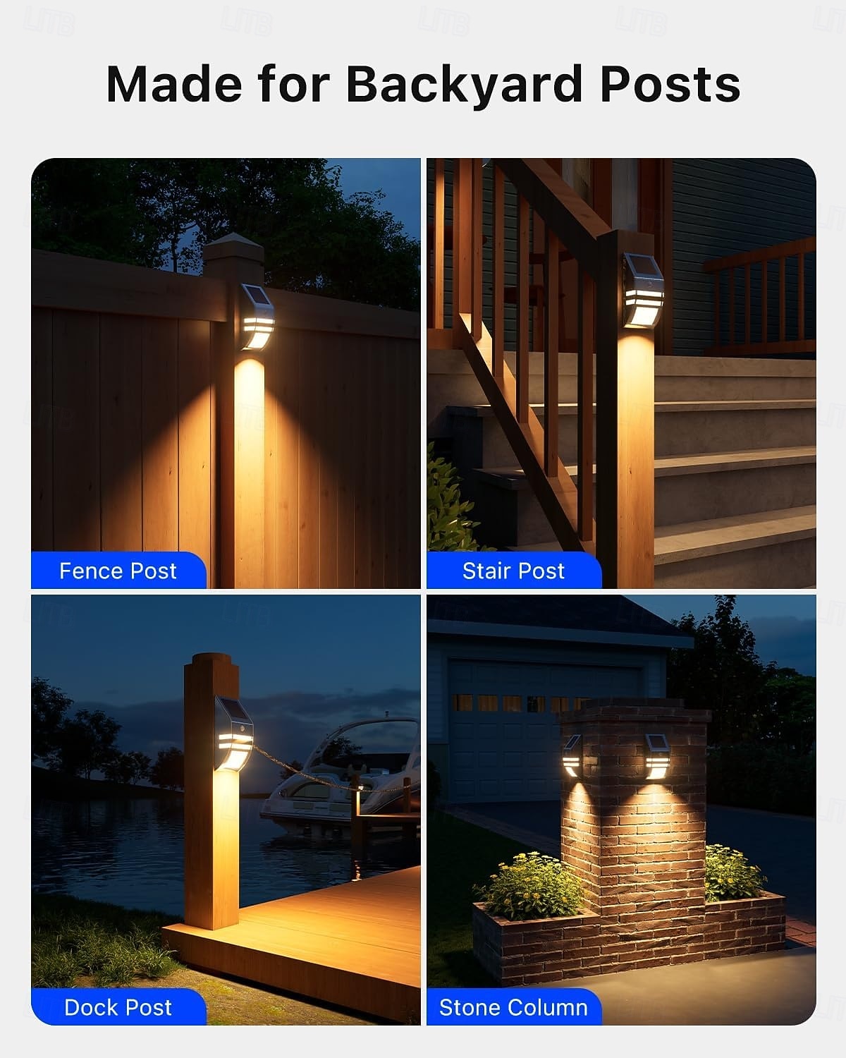 Luces solares de acero inoxidable para cercas, para exteriores, impermeables, con sensor de movimiento, para postes de patio, terrazas, porches, barandillas de escaleras, muelles, portones, pasarelas, 2026 - $46.99 –P7