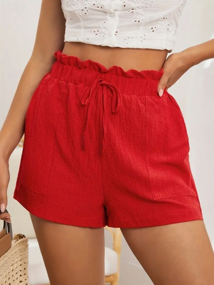 Damen Chinos Shorts Sommershorts Strandshorts Urlaub Mode Streetwear Kurz Hohe Taille Einfach Elastischer Bund Komfort Atmungsaktivität Bequem Unelastisch Täglich Urlaub Straße Rote Sommer Frühling 2026 - $14.99 –P5