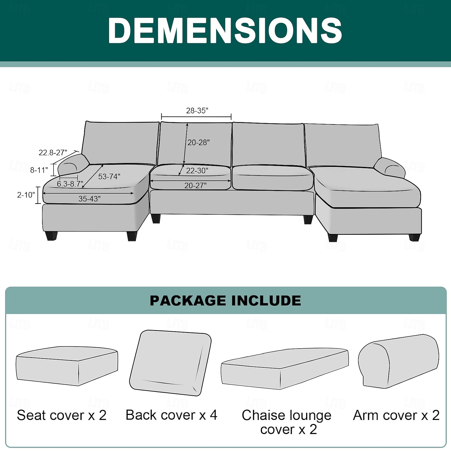 10 Pieces Sofa Cushion Covers for U-Shaped Modular Sectional Couch with 4 Seat 4 Back 2 Arms, Stretch Velvet Upholstered Covers for Sofa Bed with Deep Double Chaise 2026 - $132.99 –P2