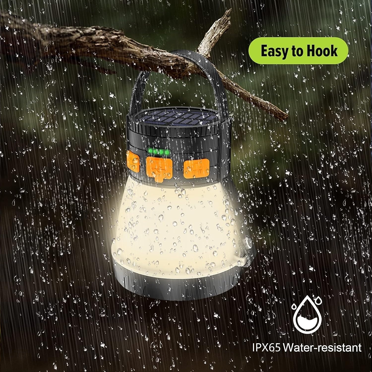 פנס קמפינג לד, פנס קמפינג נטען 1500 לומן עם טעינת פאנל סולארי, עמיד למים, 8 מצבי תאורה, סוללת גיבוי 7500mah, פנס קמפינג לחירום הוריקן, טיולים רגליים, חוץ 2026 - $59.99 –P2