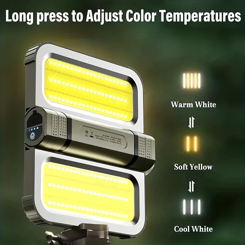 LED-campinglampor, uppladdningsbar magnetlampa, 230° rotation, vikbar, vattentät, soldriven utomhuscampinglampa för vandringstält, överlevnad, nattfiske, promenadarbete 2026 - $82.99 –P7