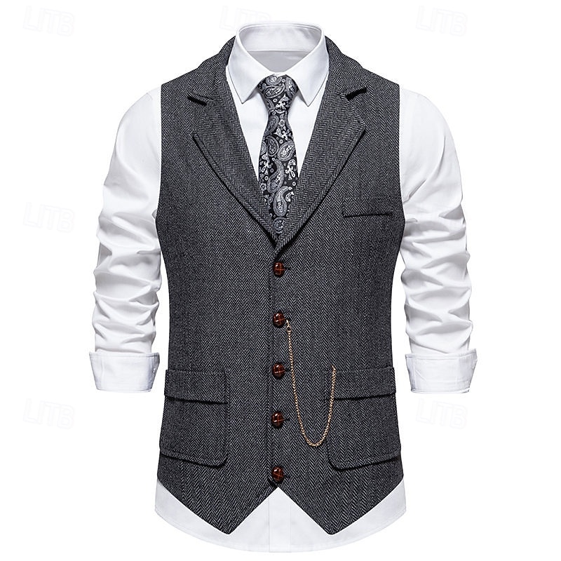 Classical 1920s Retro Vintage Vest Waistcoat The Great Gatsby Groomsmen Fancy Dress Men's Carnival Masquerade Prom Party Wedding Adults' Vest Spring Fall 2026 - $35.99 –P1