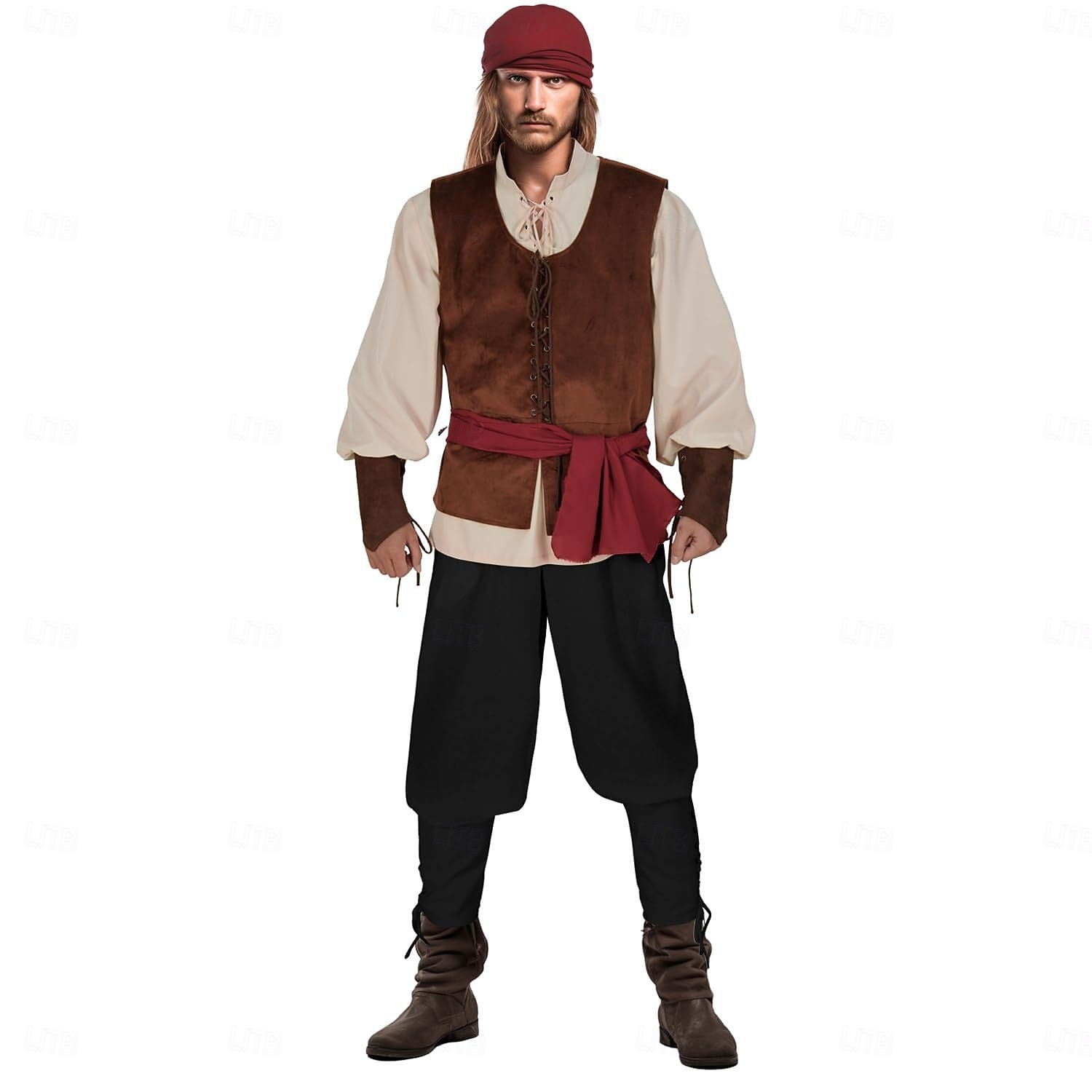 Set Retrò Vintage Medievale Rinascimento Pantaloni Copricapo Gilet con accessori Lunghe Pirata Girocollo Costume Per uomo Halloween Carnevale Fiera Rinascimentale LARP Adulti Gilet Camicia Pantaloni del 2026 a $103.99 –P6