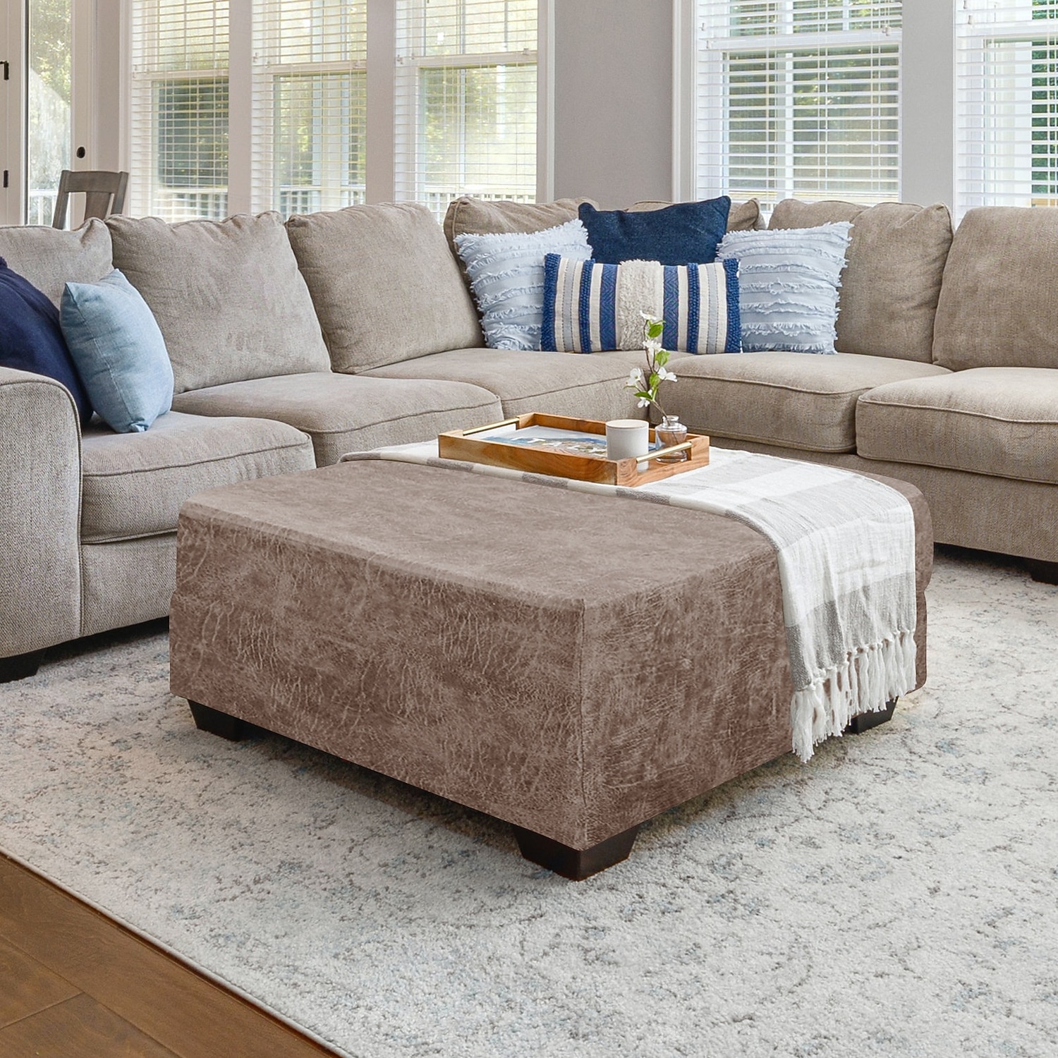 غطاء عثماني من جلد البولي يوريثان المقاوم للماء، أغطية كراسي مربعة صغيرة/كبيرة قابلة للتمدد، أغطية عثمانية مستطيلة الشكل بقاعدة مطاطية مانعة للانزلاق لمساند القدمين 2026 - $30.99 –P8