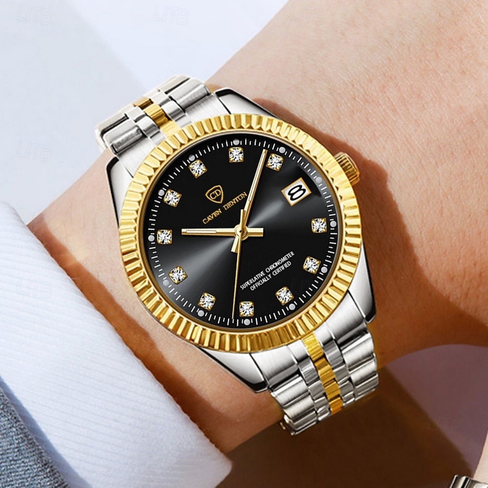 Men's Watch, Men's Charming Luxury Watch, Rhinestone Decoration, Calendar Function, Night Light Display, Men's Fashionable Casual Watch, Best Men's Accessory, and Best Men's Gift Selection 2026 - $34.99 –P3