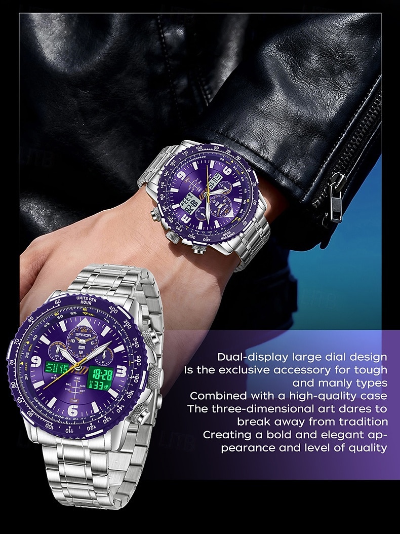 SANDA Men Digital Watch Luxury Outdoor Fashion Luminous Stopwatch Alarm Clock Calendar Stainless Steel Watch 2026 - $47.99 –P12