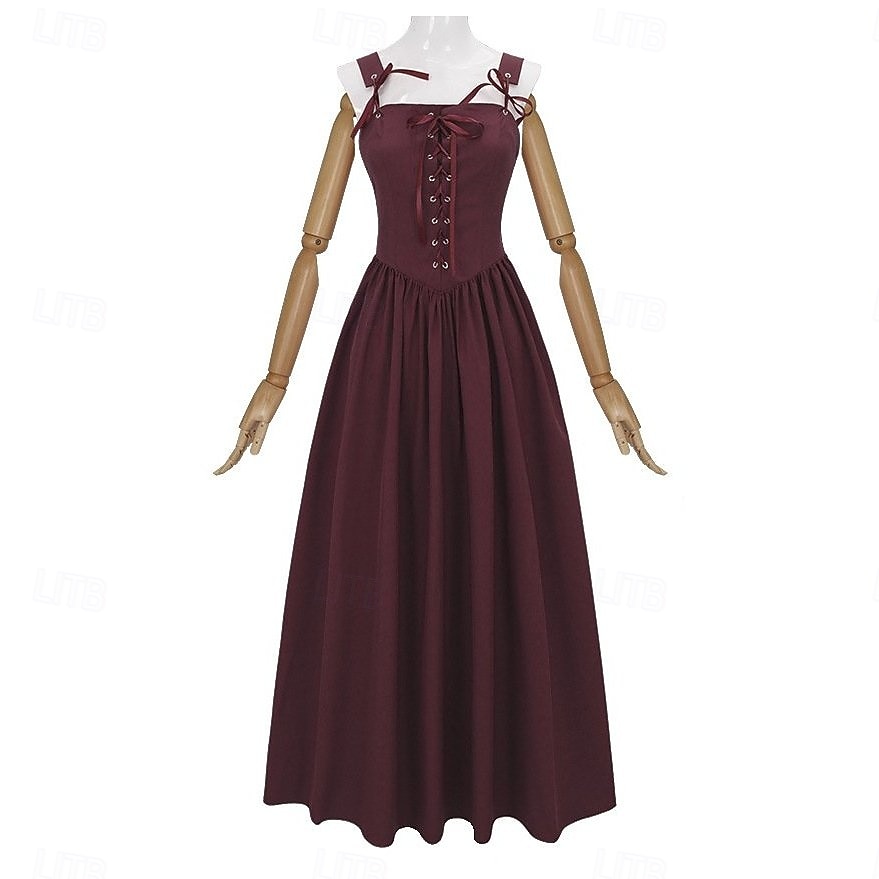 Vintage Medieval Renaissance Long Length Dress Fairy Lace up A-Line Fancy Dress Women's Fantasy Halloween Carnival Masquerade Renaissance Fair LARP Retro Theme Party Adults Dress 2026 - $74.99 –P9