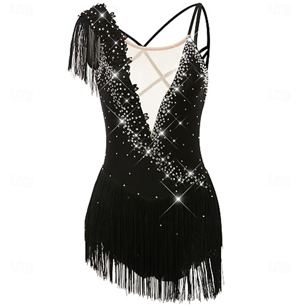 Vestido de patinaje artístico Chica Patinaje Sobre Hielo Vestidos Violeta Negro Blanco Retazos Espalda Abierta Elástico Entrenamiento Competición Ropa de Patinaje Clásico Cristal / Strass Sin Mangas 2026 - $179.99 –P2