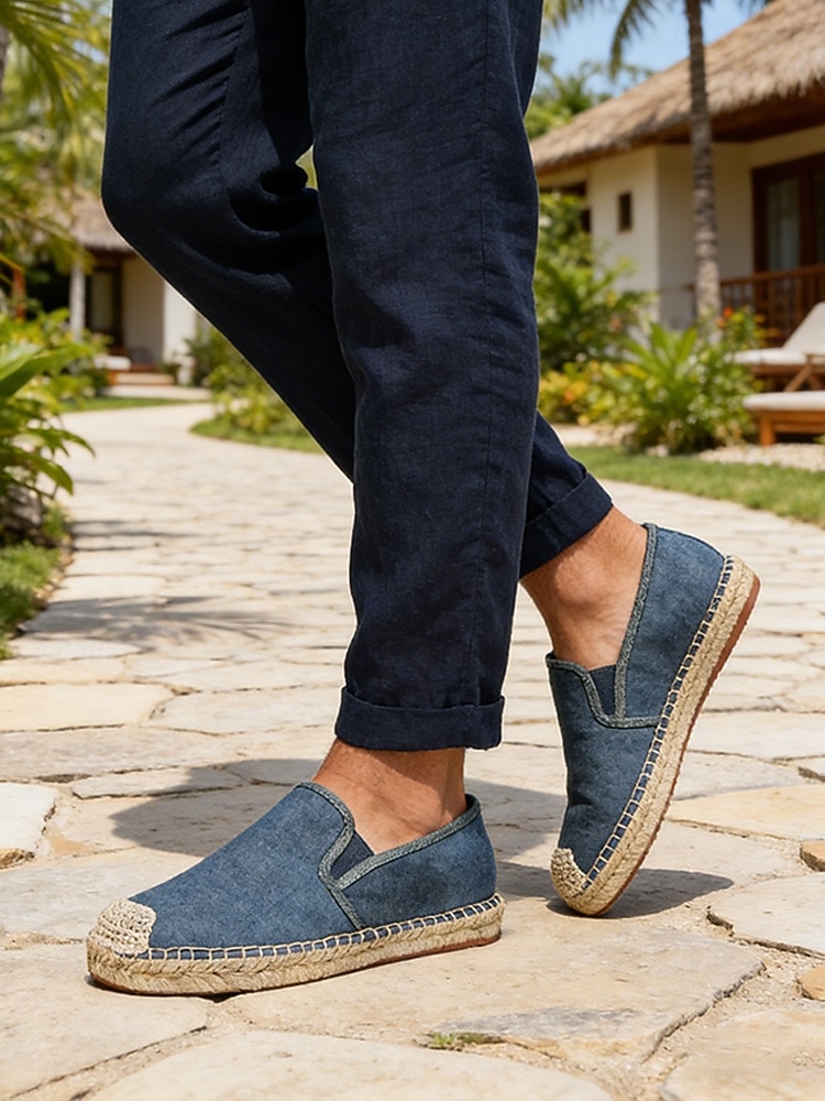 Blauwe instapschoenen voor heren, lichtgewicht en ademend, stijlvol espadrille-design voor buitenresorts, eilandvakanties en ontspannende reizen. 2026 - $46.99 –P1