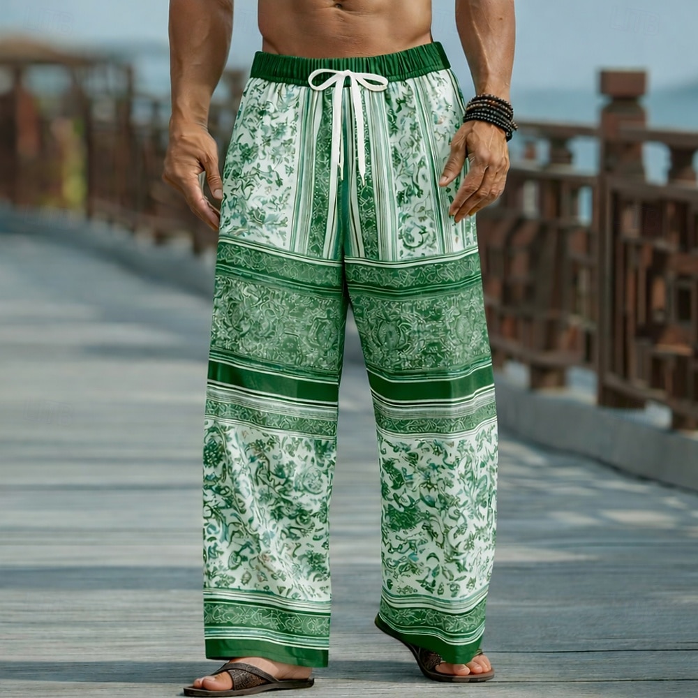 Ανδρικά Φλοράλ Etnic Λουλούδια Παντελόνια Casual παντελόνι Φαρδύ παντελόνι Μεσαία Μέση Μπόχο Vintage ρετρό Σπίτι ΕΞΩΤΕΡΙΚΟΥ ΧΩΡΟΥ Διακοπές Ελαστική μέση με κορδόνι Παντελόνι σε σχήμα λινού με τσέπες 2026 - $27.99 –P2