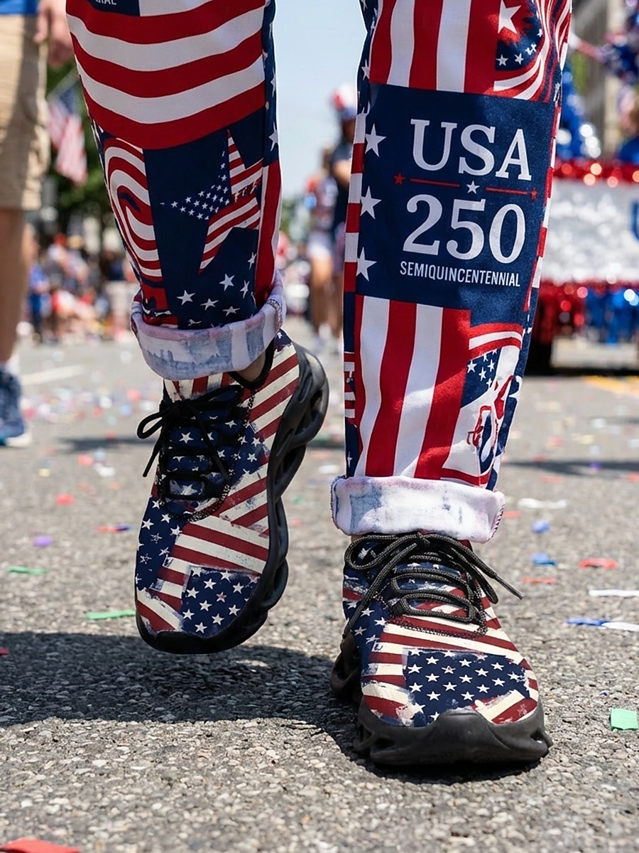 USA:s 250-årsjubileum Herr America atletiska sneakers - USA-flagga tryck lätta löparskor Dämpad sula patriotiska träningsskor för 4 juli firande parader 2026 - $42.99 –P3