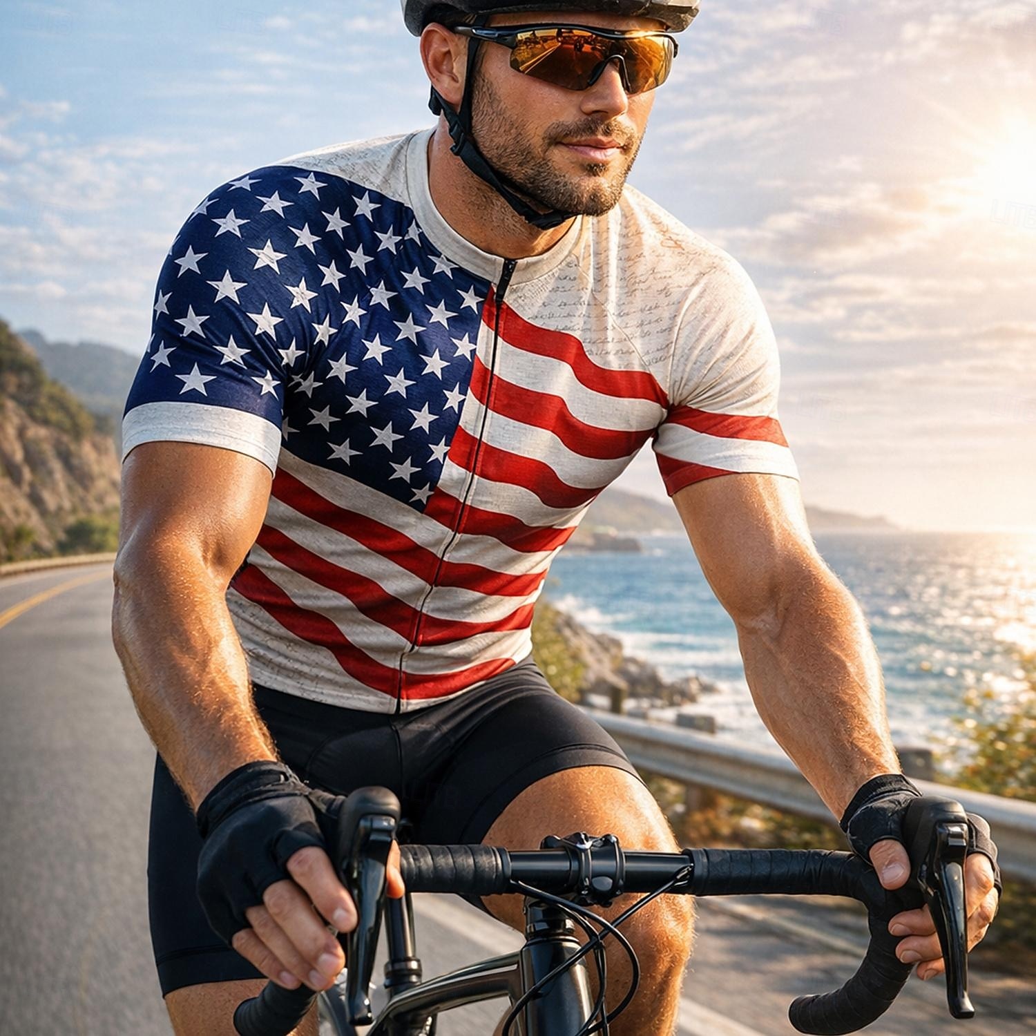 Amerika's 250e verjaardag Independence Day Amerikaanse nationale feestdag Voor heren Wielrenshirt Amerikaanse Amerikaanse vlag Vlag / Nationale vlag Korte mouw Fietsen Shirt Kleding Bovenlichaam met 2026 - $30.99 –P2