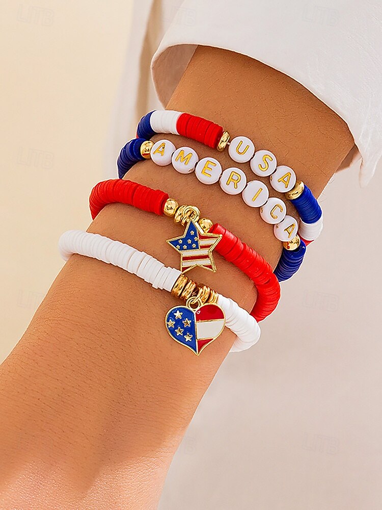 Юбилейный комплект акриловых бусин для женщин к 250-летию США доступен в разных стилях тема свободы США идеально подходит для повседневной носки 2026 - $9.99 –P3
