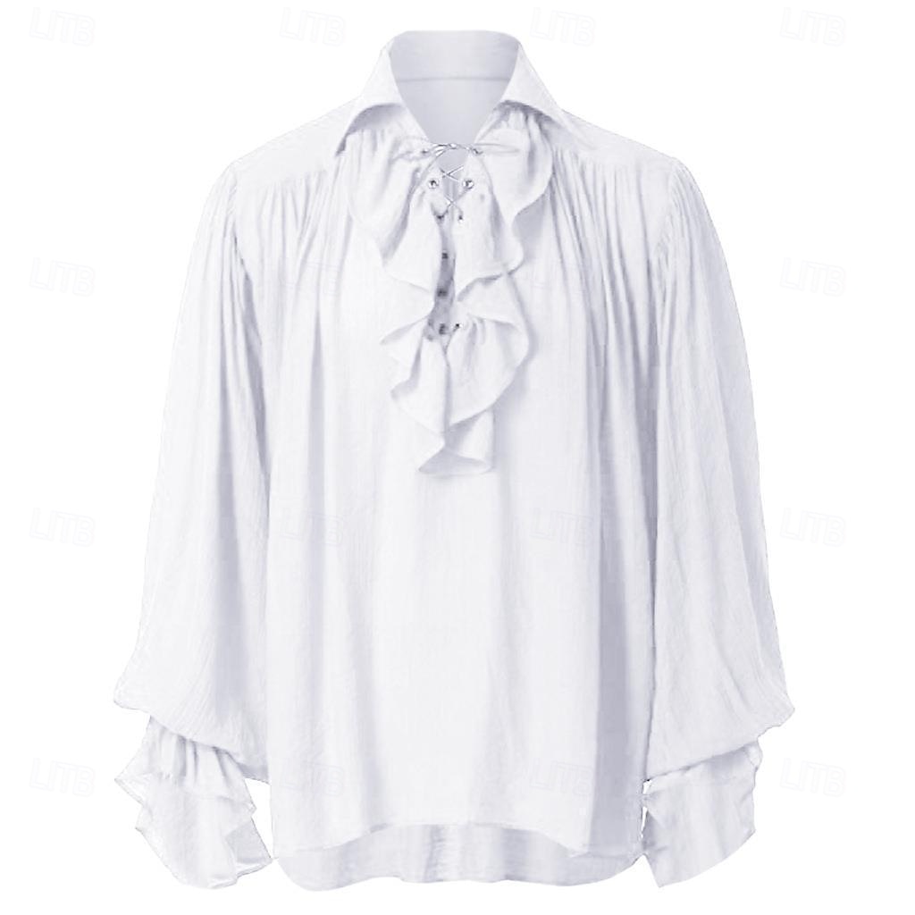 ימי הביניים רנסנס סטימפונק חולצה פיראט אביר ויקינג תחפושות בגדי ריקוד גברים פיראט האלווין (ליל כל הקדושים) קרנבל הצגה מסיבה\אירוע ערב LARP מבוגרים חולצה 2026 - $27.99 –P4