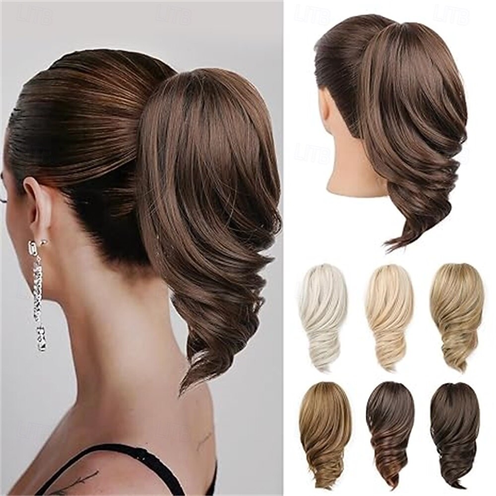 extensie coadă de cal - extensii de păr coadă de cal cu clipsuri de 30 cm, sintetice, moi, cu onduleuri naturale, pentru femei - negru-maro 30 cm 2026 - $22.99 –P5