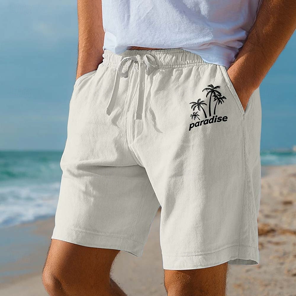 Férfi Kókuszfa levélnyomat Trópusi növények Rövidnadrágok Strand rövidnadrág Pamut rövidnadrágok Közepes csípő Hawaii Alkalmi Napi Tengerpart Szabadság Oldalzsebek Elasztikus húzózsinóros derékrész 2026 - $25.99 –P5