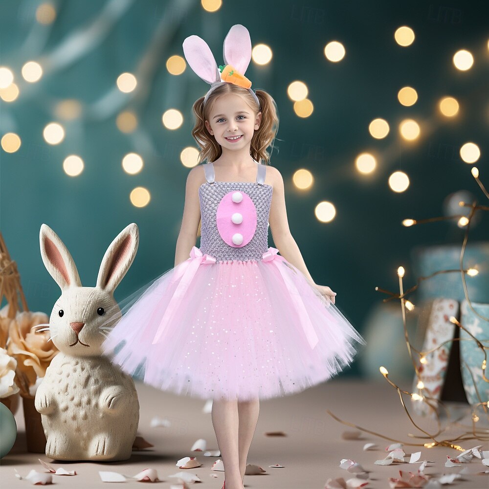Tutu Túnica Animal Conejo conejo de Pascua Vestidos Gracioso Niños Chica Víspera de Todos los Santos Carnaval Semana Santa Carnaval Fiesta Disfrazarse 2026 - $26.99 –P2