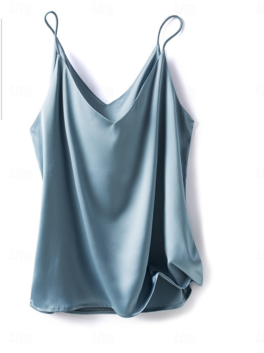 Damen Bluse Camisole-Tanktop Rückenfrei Einfach Stilvoll Ärmellos Träger Normale Oberteile Ferien Ausgehen Blau Koralle Rot Hellgrün Marineblau Sommer Frühling 2026 - $13.49 –P5