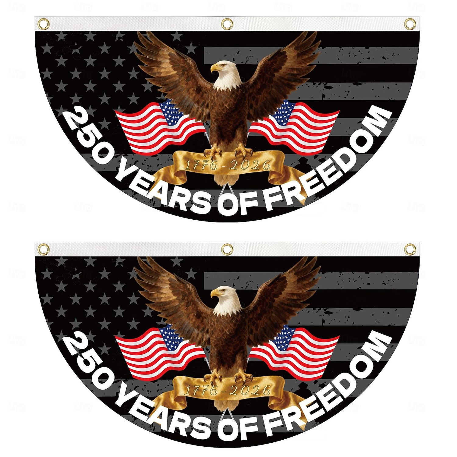 2 stk. amerikansk 250-årsjubileumsflagg, halvrundt til dekorasjoner, 250-årsjubileumsbanner, patriotisk flagg til uavhengighetsdagen og nasjonale feiringer 2026 - $18.99 –P4