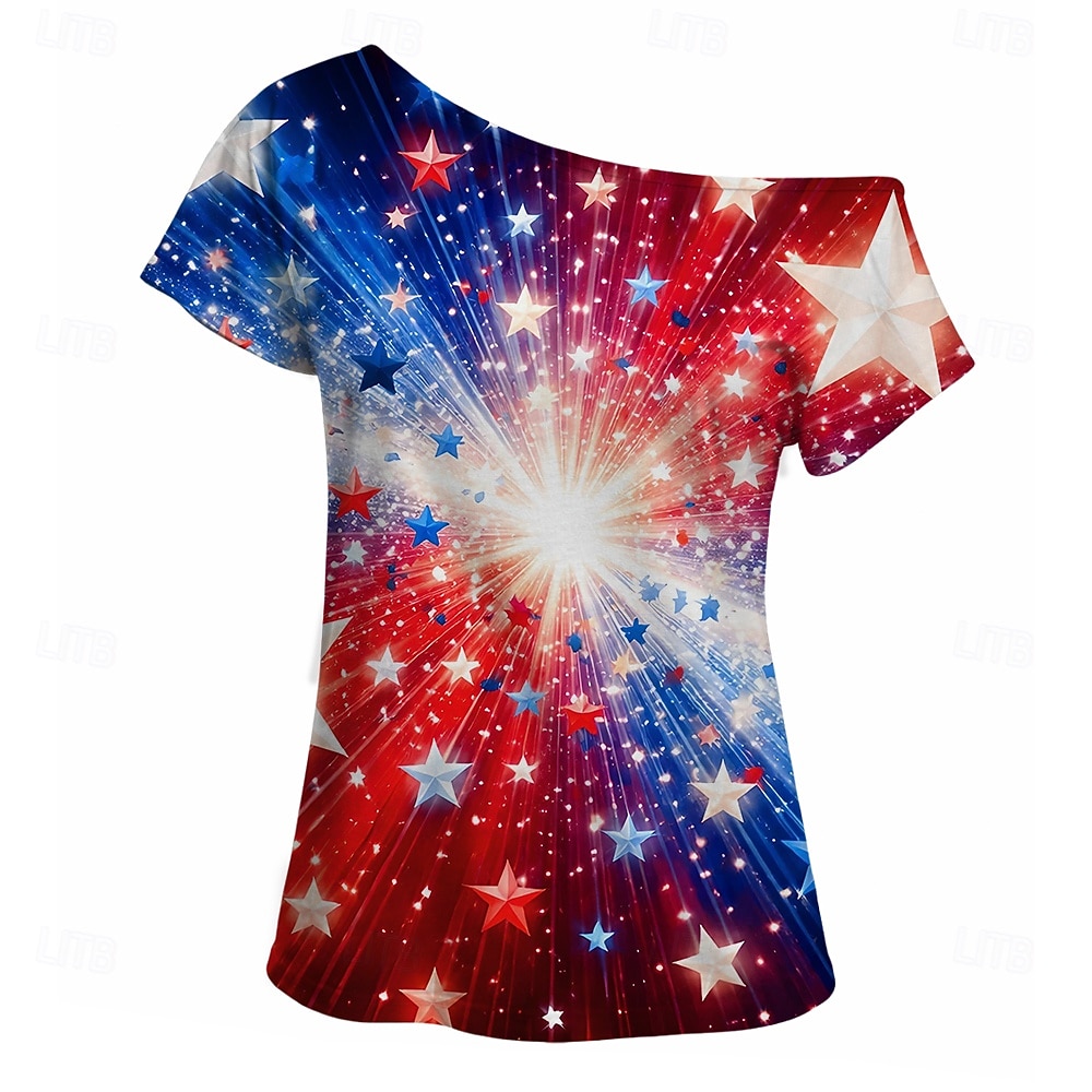 250-årsjubileum i USA Retro / vintage 1980erne T-skjorte Enskuldret Korte ermer Kostyme Dame 4. juli Uavhengighetsdagen Voksne T-Trøye 2026 - $18.99 –P3