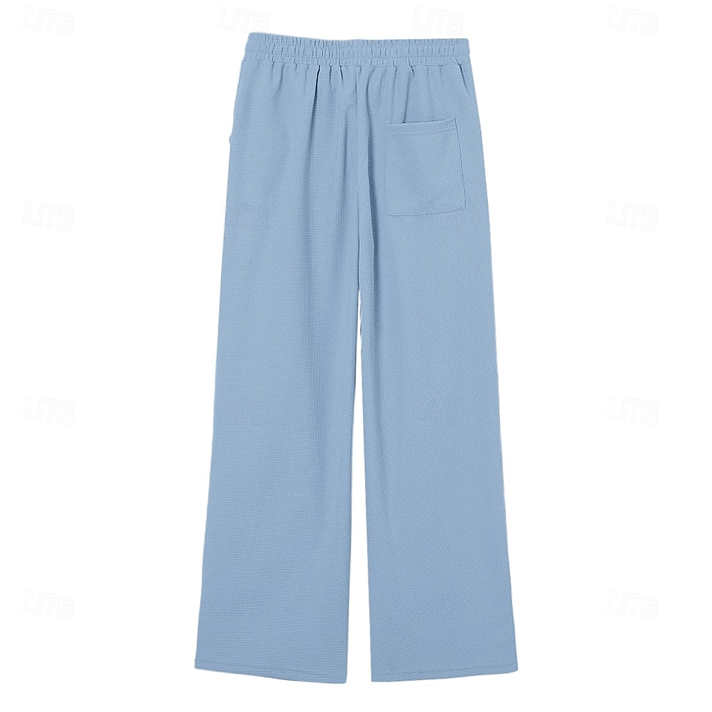 Pánské Vaflová Tepláky Kalhoty Volné kalhoty Tepláky s rovnými nohama Šňůrky Elastický pas Pevná barva Pohodlné Plná délka Denní Venkovní Streetwear Módní Klasický styl Černá Bílá Neelastické 2026 - $25.99 –P6