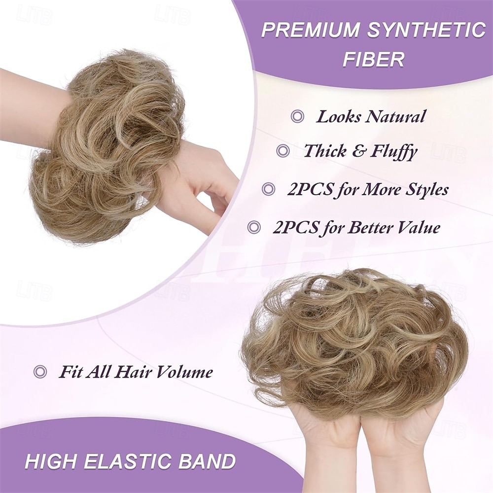 2PCs Small Messy Bun Hair Piece for Thin Hair Women Girl Mini Synthetic Elastic Wavy Space-bun Scrunchies Updo Hairpi 2026 - $12.99 –P3