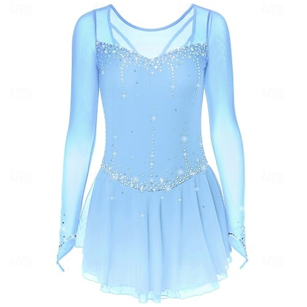 Vestido de patinaje artístico Chica Patinaje Sobre Hielo Vestidos Negro Blanco Amarillo Retazos Costura asimétrica Elástico Entrenamiento Competición Ropa de Patinaje Clásico Cristal / Strass Manga 2026 - $241.49 –P14