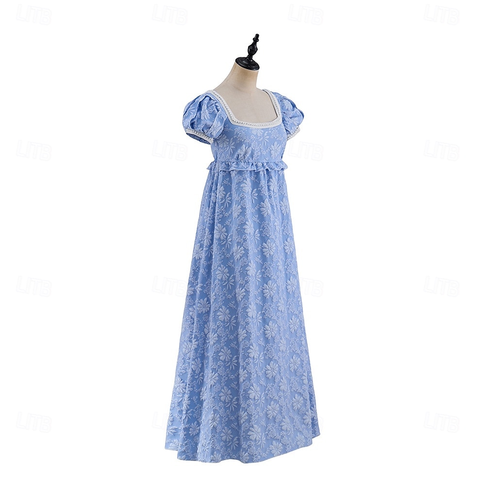 Retro Vintage Mittelalterlich Renaissance Bodenlang Kleid Ballkleid Kleid im Regency-Stil Puffärmel / Ballon Jacquard Blumen Kostüm Damen Halloween Karneval Abschlussball Hochzeit Maskerade Erwachsene 2026 - $55.99 –P25