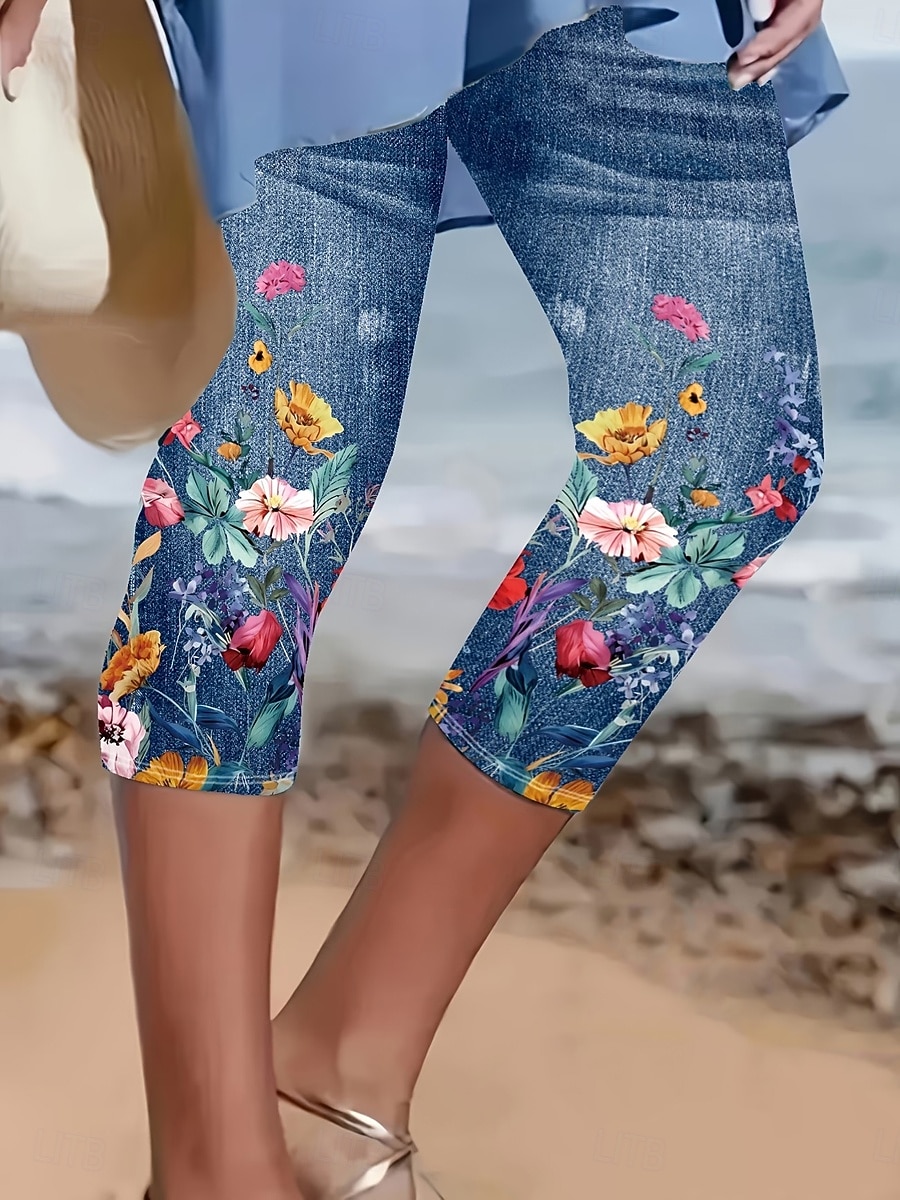 Per donna Pantaloni capri Leggings Vacanza Hawaiano Elegante Capri Vita media Floreale Grafico Stampato Comodità Elasticizzato All'aperto Vacanza Formale Blu Bianco Verde Estate Primavera Autunno del 2026 a $20.99 –P1