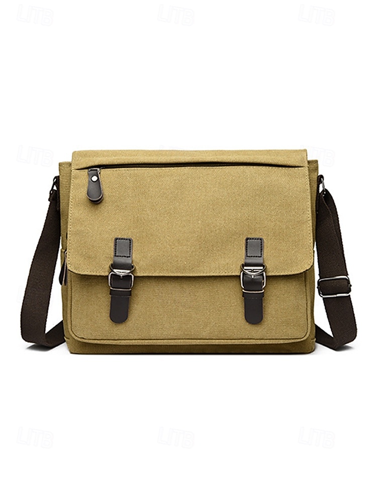 Ανδρική τσάντα ώμου από καμβά, πολύχρωμη τσάντα ώμου μεγάλης χωρητικότητας με χιαστί ώμο, casual vintage τσάντα εργασίας για φορητό υπολογιστή για καθημερινές μετακινήσεις, υπαίθριες δραστηριότητες και χρήση γραφείου 2026 - $29.99 –P6