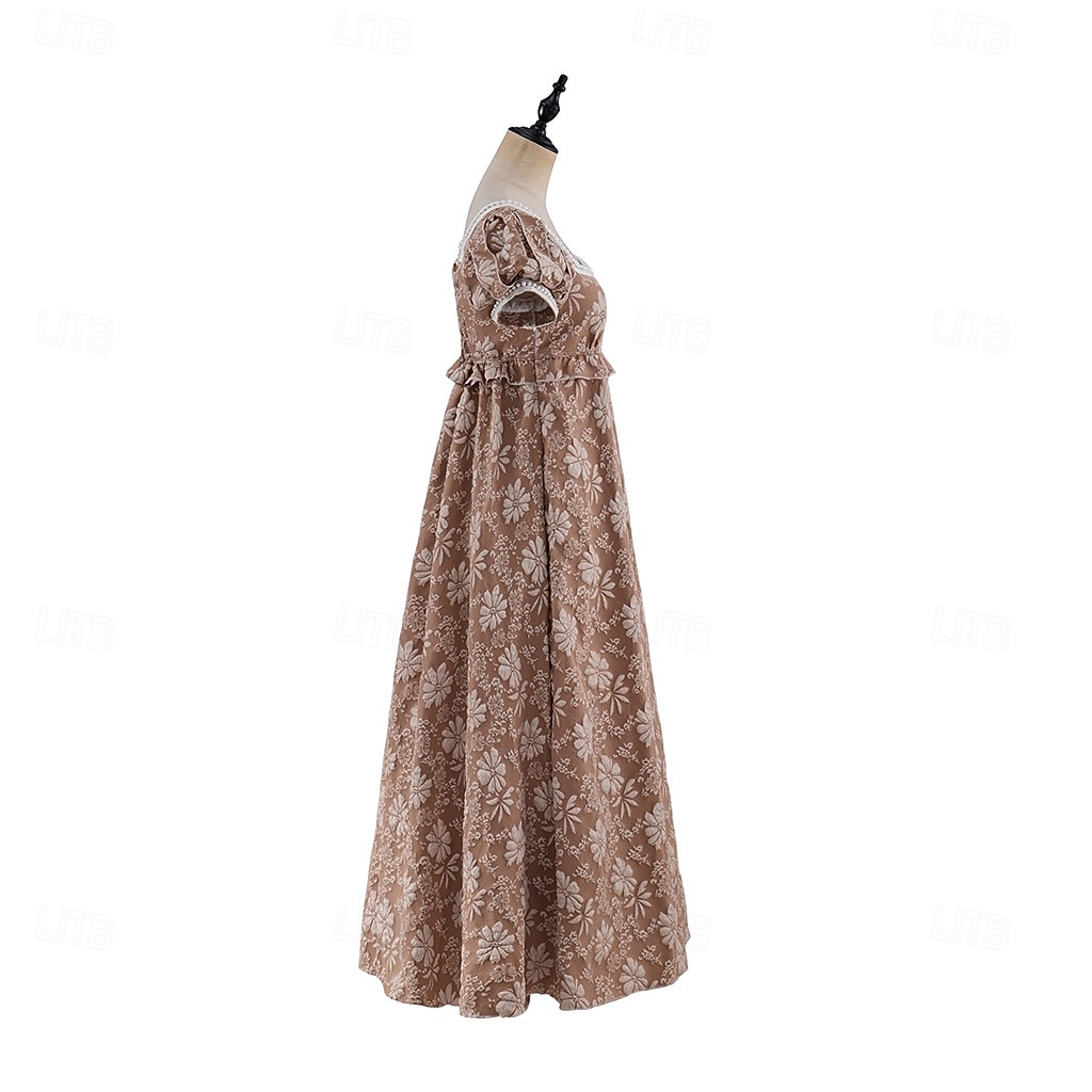 Retro Vintage Mittelalterlich Renaissance Bodenlang Kleid Ballkleid Kleid im Regency-Stil Puffärmel / Ballon Jacquard Blumen Kostüm Damen Halloween Karneval Abschlussball Hochzeit Maskerade Erwachsene 2026 - $55.99 –P11