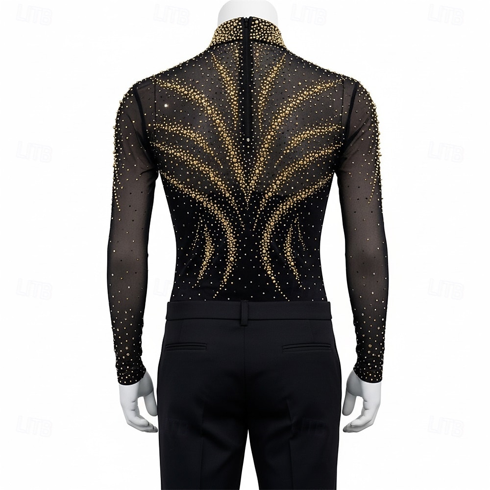 Figure Skating Top Men's Ice Skating Tops Black Patchwork High ...