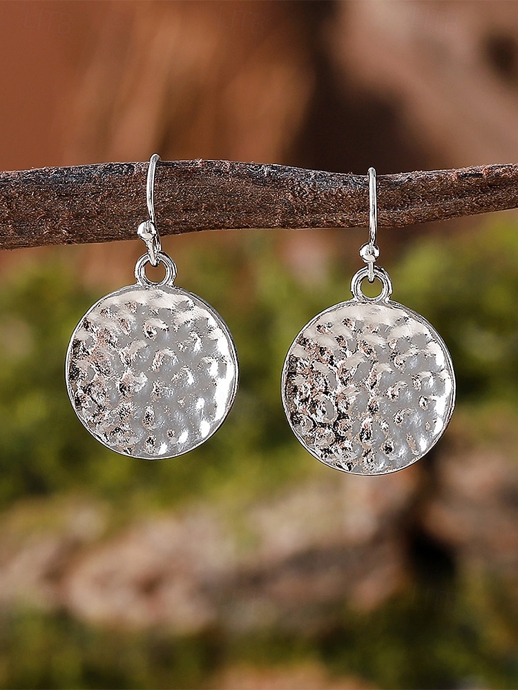 Γυναικεία μποέμ σκουλαρίκια με σφυρήλατο δίσκο, κρεμαστά σκουλαρίκια από ελαφρύ κράμα αλουμινίου, πολύχρωμα vintage chic κοσμήματα για γυναίκες, ιδανικά για καθημερινή χρήση, για διακοπές, παραλία και πάρτι 2026 - $5.99 –P6