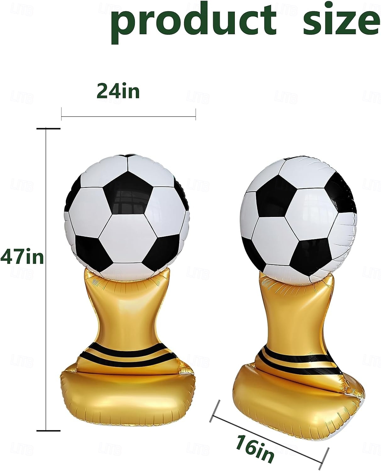 Balení 2 ks 47palcových fotbalových balónků s trofejí pro letní fotbalový zápas 2026, football leták, mylarové balónky s trofejí, velké fotbalové párty, sportovní akce, týmové oslavy 2026 - $21.99 –P2