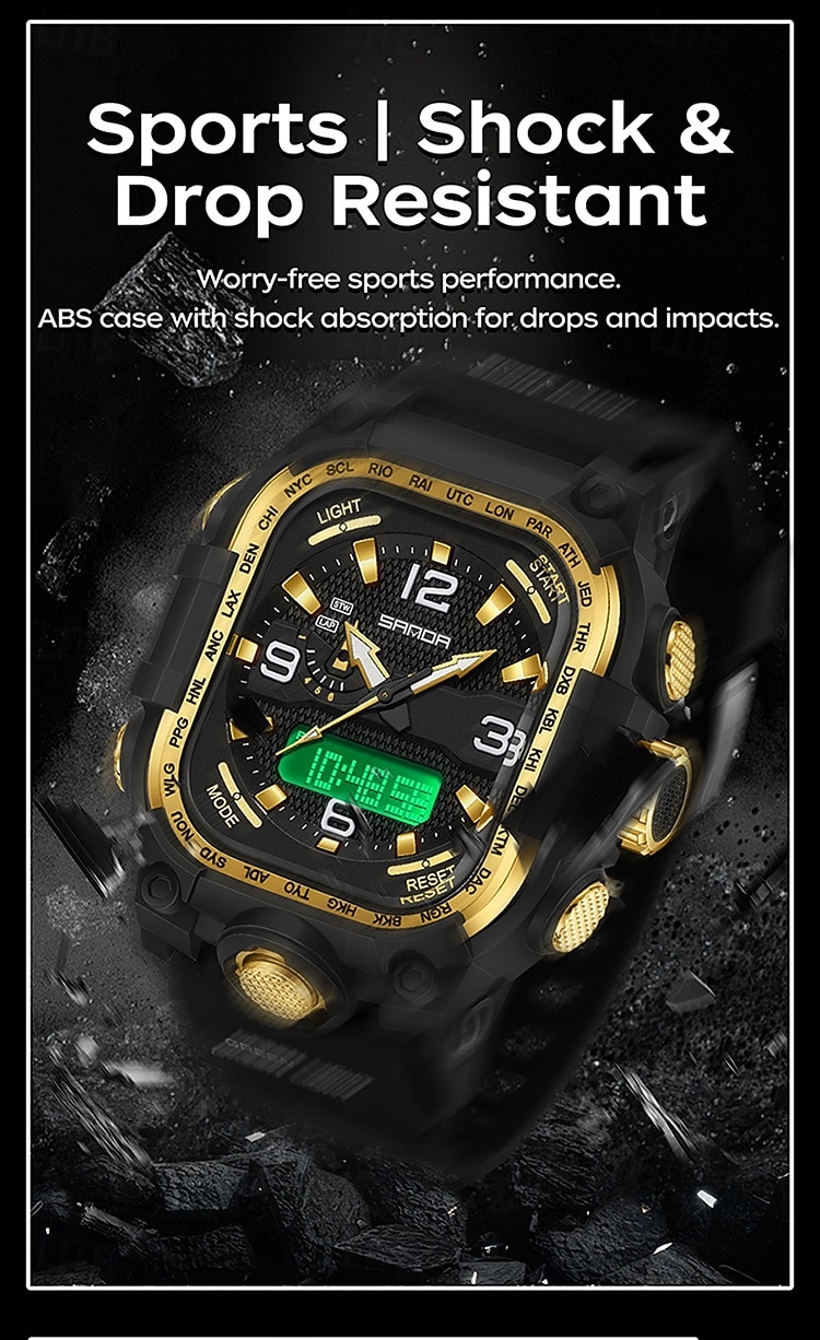 SANDA Men Digital Watch Creative Large Dial Outdoor Sports Luminous Stopwatch Alarm Clock Countdown Silicone Gel Silicone Watch 2026 - $26.99 –P15
