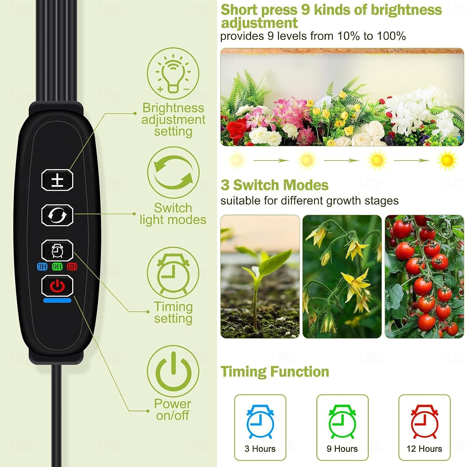 Светильник для выращивания растений, полноспектральный светильник для комнатных растений, 270/405/540 светодиодов, автоматический таймер включения/выключения на 3/9/12 часов, 3 режима освещения, 9 2026 - $26.99 –P5