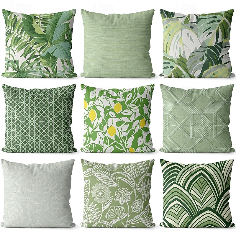 Nordic Green Plant Leaf Pattern Linen Throw Pillow Cover Decorative Cushion Cover for Sofa Bed Headboard Car and Nap Pillow Use 2026 - $11.99 –P1
