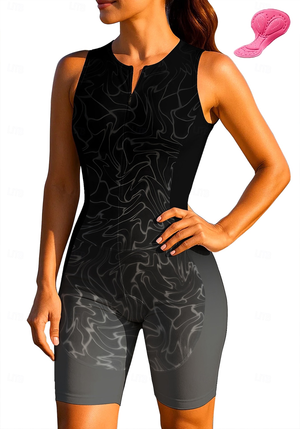 2026年 女性用 サイクリングジャージー トライスーツ ダウンヒルジャージー ノースリーブ 夏 春 秋 ブルー ダークグレー ローズレッド+ブラック 幾何学模様 勾配 カーブ バイク サンスクリーン UV耐性 3Dパッド サイクリング 速乾性 スポーツ 衣類  コレクション – $44.99 –P14