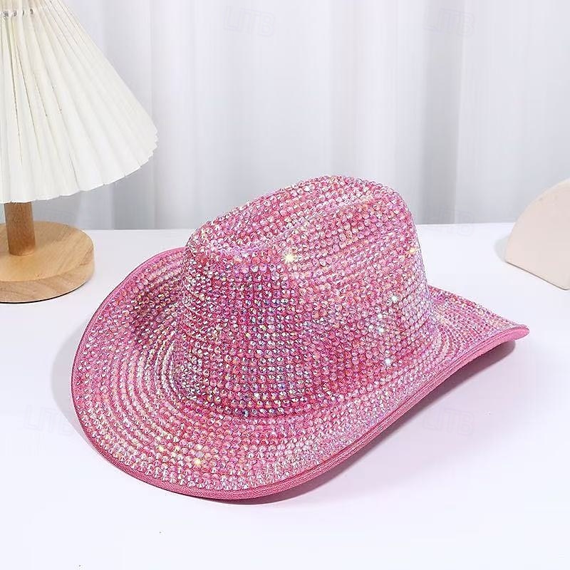 Neongrüner Strass-Cowboyhut für Damen, glitzernder Weltraum-Cowgirlhut mit funkelnden Kristallen, Disco-Partyhut für Musikfestivals, Junggesellinnenabschiede, Kostümaccessoires zum St. Patrick's Day 2026 - $29.99 –P2
