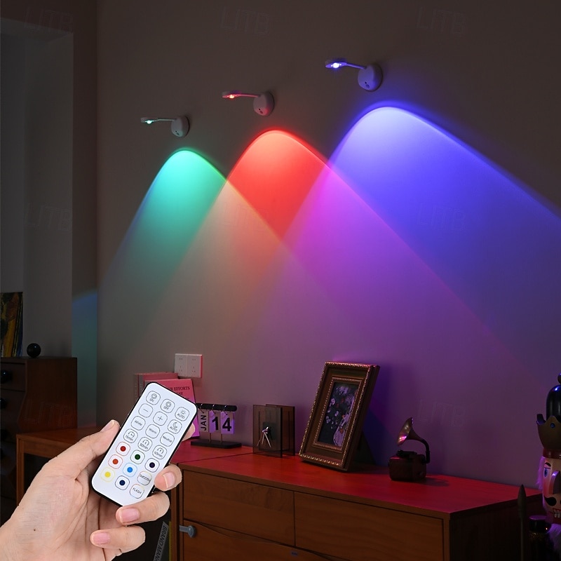 Επαναφορτιζόμενη λάμπα τοίχου usb LED με προβολέα ανθρώπινου σώματος, έξυπνη ρύθμιση φωτεινότητας, τηλεχειριστήριο αφής, ασύρματο φωτιστικό κομοδίνου rgb για διάδρομο υπνοδωματίου και φωτισμό έργων 2026 - $30.99 –P1