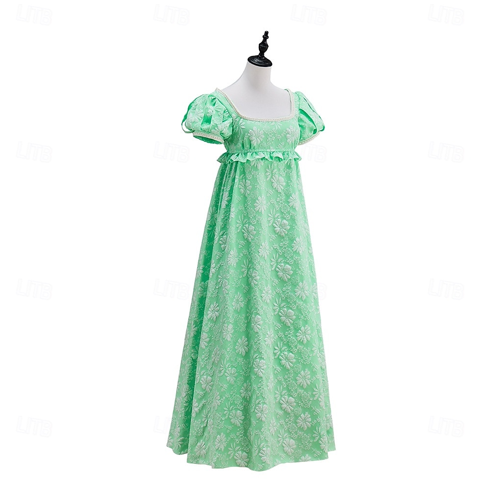 Retro Vintage Mittelalterlich Renaissance Bodenlang Kleid Ballkleid Kleid im Regency-Stil Puffärmel / Ballon Jacquard Blumen Kostüm Damen Halloween Karneval Abschlussball Hochzeit Maskerade Erwachsene 2026 - $55.99 –P20