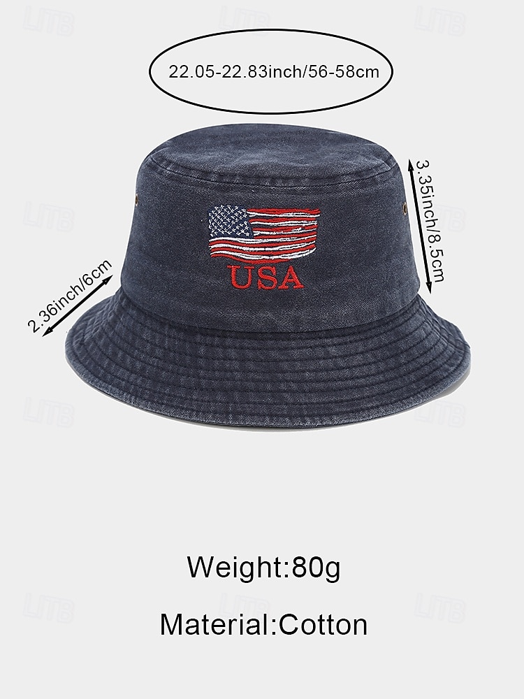 2026年 アメリカ合衆国250周年記念男性用コットンバケットハット、アメリカ国旗刺繍、複数の色で利用可能、独立記念日、アメリカ及びカジュアル毎日使用に最適  コレクション – $14.99 –P11