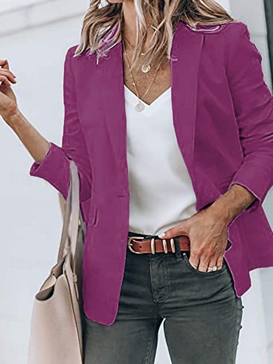 Damen Blazer Bequem Tasche Mode Lässig Einfach Straße Alltagskleidung Ausgehen Wochenende Regulär Gekerbtes Revers Schlank Langarm Oberbekleidung Schwarz Weiß Gelb Frühling Herbst 2026 - $29.99 –P3