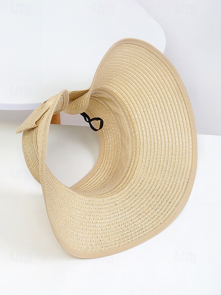 Sombrero de paja con ala ancha para mujer, plegable, abierto en la parte superior, varios colores, ligero, ideal para playa, viajes, uso casual, vacaciones y actividades al aire libre. 2026 - $11.99 –P12