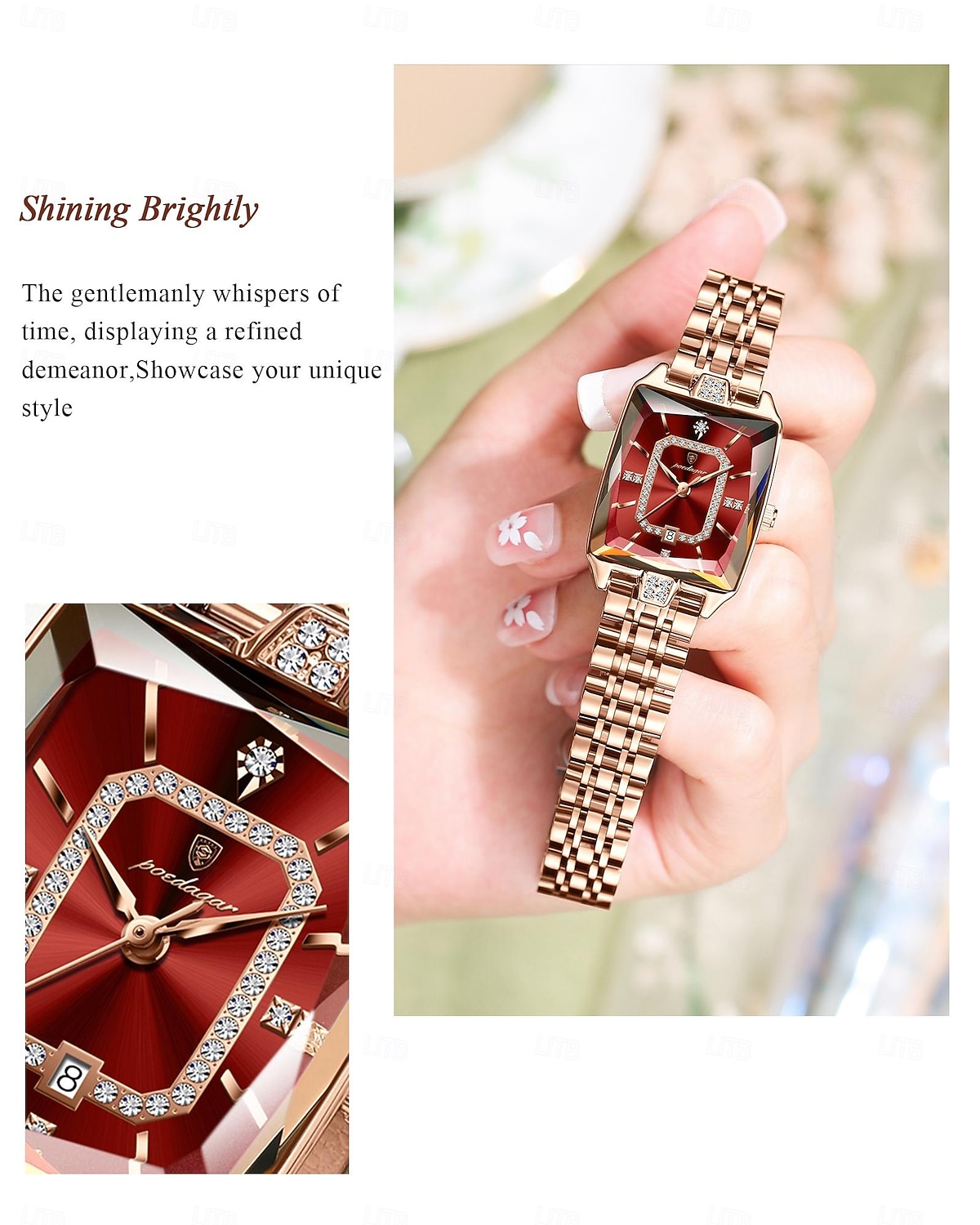 Mother's Day Gift Women's Watch, Rose Gold Square Dial with Sparkling Crystals, Waterproof Stainless Steel Band Quartz Wrist Watch, Elegant Dress Watch Jewelry for Her Wife, Multiple Color Dials 2026 - $35.99 –P7