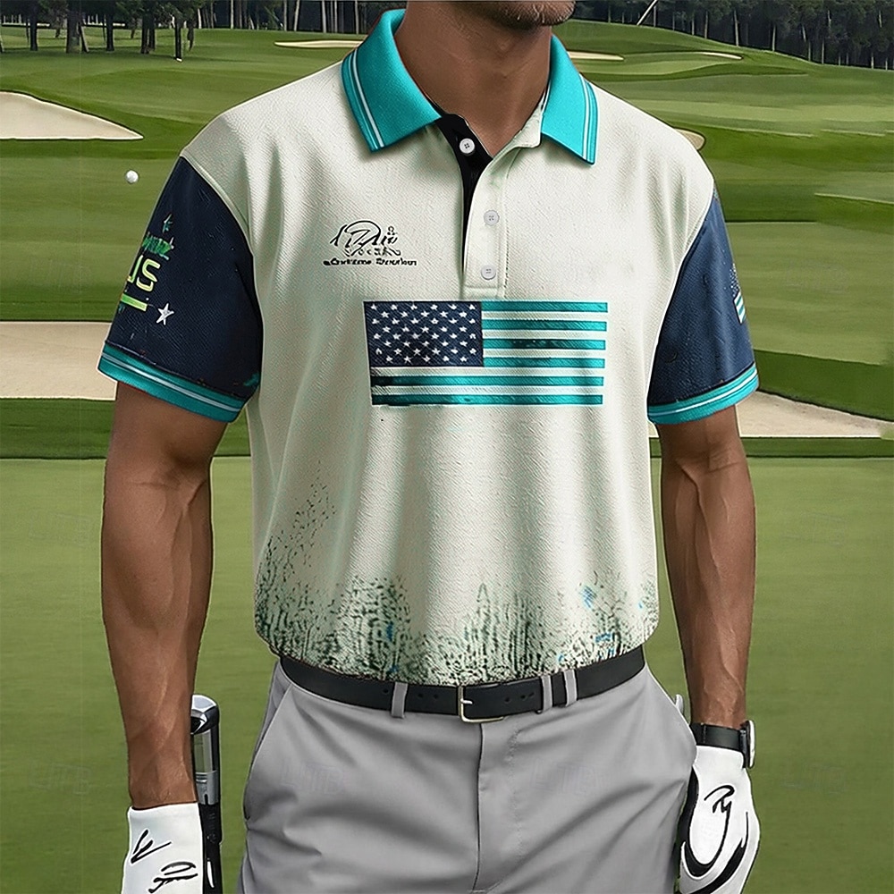 American Independence Day Men's American Flag Golf Sports Polo Shirts Short Sleeve Polo Shirts Collared Shirts Casual Athleisure Buttons Spring & Summer Red Green 2026 - $22.99 –P2