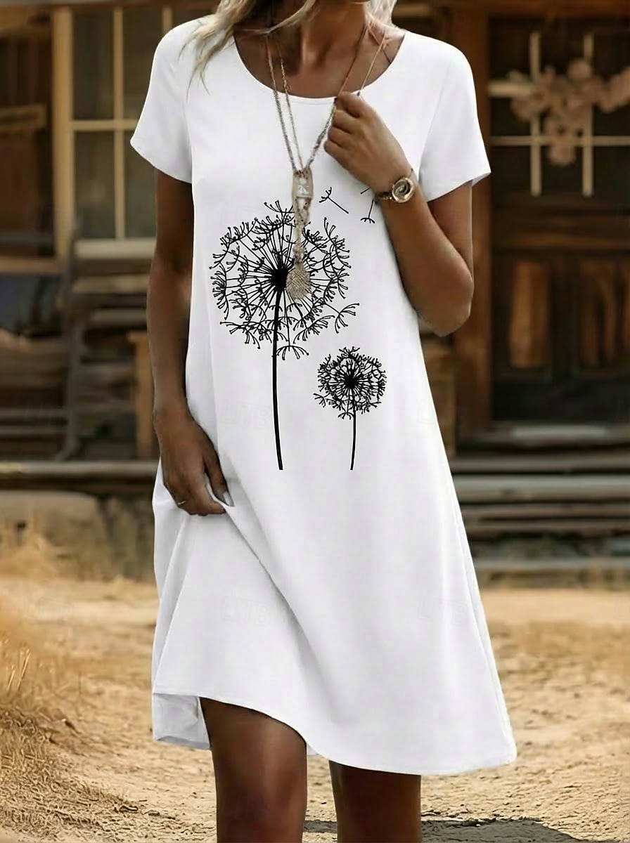 Mujer Mini vestido Vestido informal Vestido estilo camiseta Vestido de flores Moda Moderno Diario Exterior Vacaciones Ajuste regular Graphic Geométrico Manga Corta Cuello Barco Blanco Amarillo Azul 2026 - $24.99 –P1
