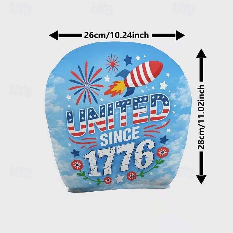 2026年 2個のアメリカ国旗独立プリントの車のヘッドレストカバー、高弾性設計で詰め物のないシート保護、車のシートヘッドレストカバー、車用シートクッション、愛国的なテーマ、車の内装  コレクション – $9.49 –P25