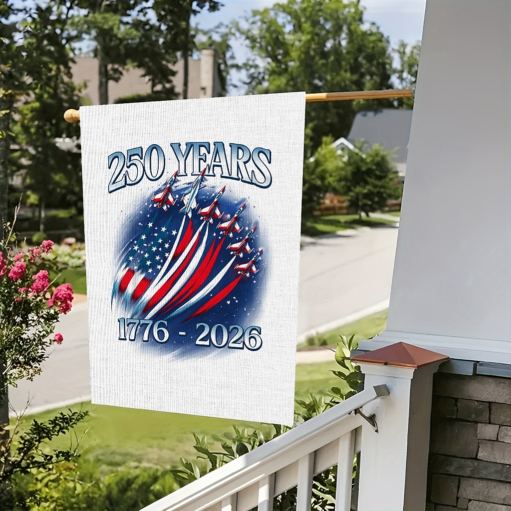 2 stk. 250-årsjubileumsflagg med USA-flagg, dobbeltsidig utendørs patriotisk hageflagg med Frihetsgudinnen, dekorasjoner til 4. juli for USAs 250-årsfeiring, varer fra USA, minnesmerke 1776-2026 2026 - $18.99 –P3